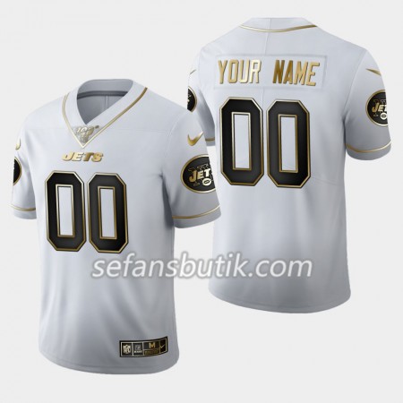 New York Jets Tröjor Custom Nike Vit Golden Edition 100th - Herr New York Jets Tröjor Custom Nike Vit Golden Edition 100th - Herr